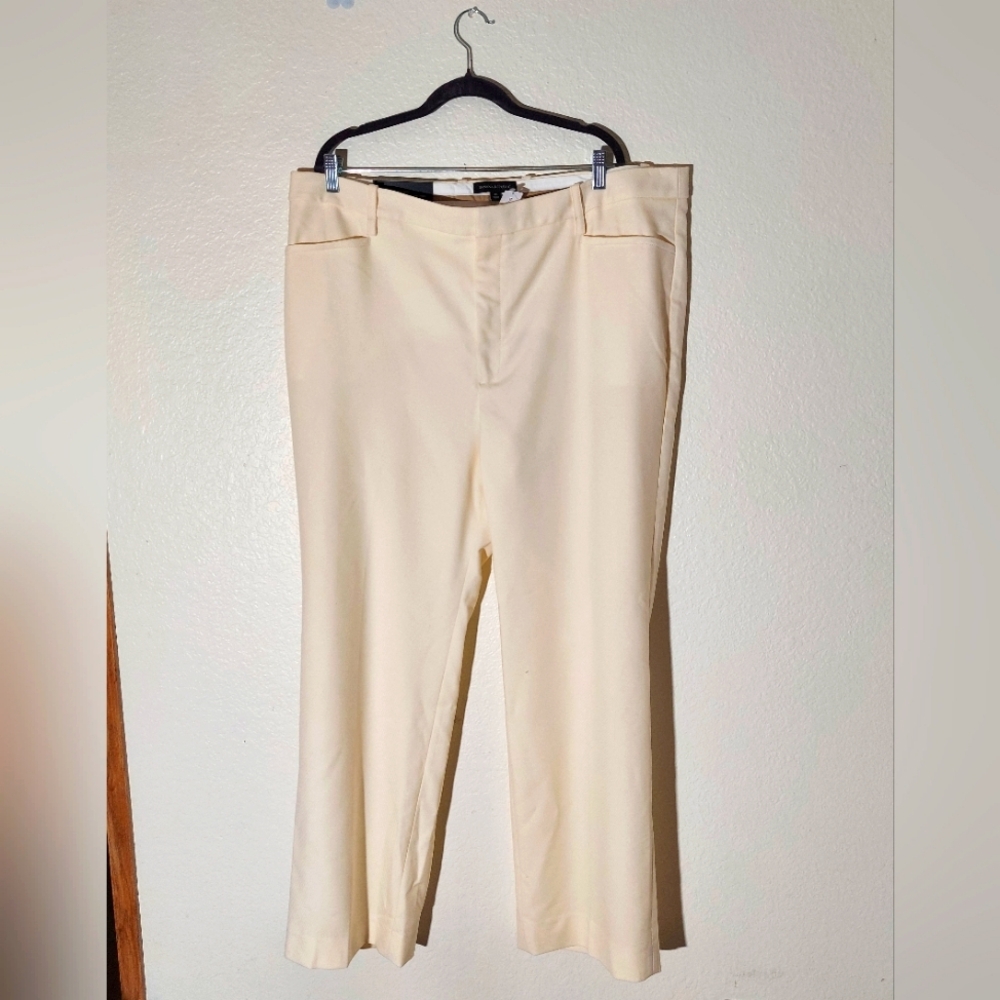 Banana Republic Cream Wool High Rise Full Length Straight Leg Pant WM Sz 20 NWT